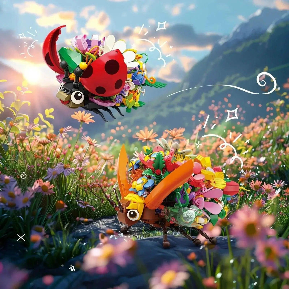  MOC Insect Flower Building Blocks Creativity Ladybug Beetle Bee -  ToylandEU™