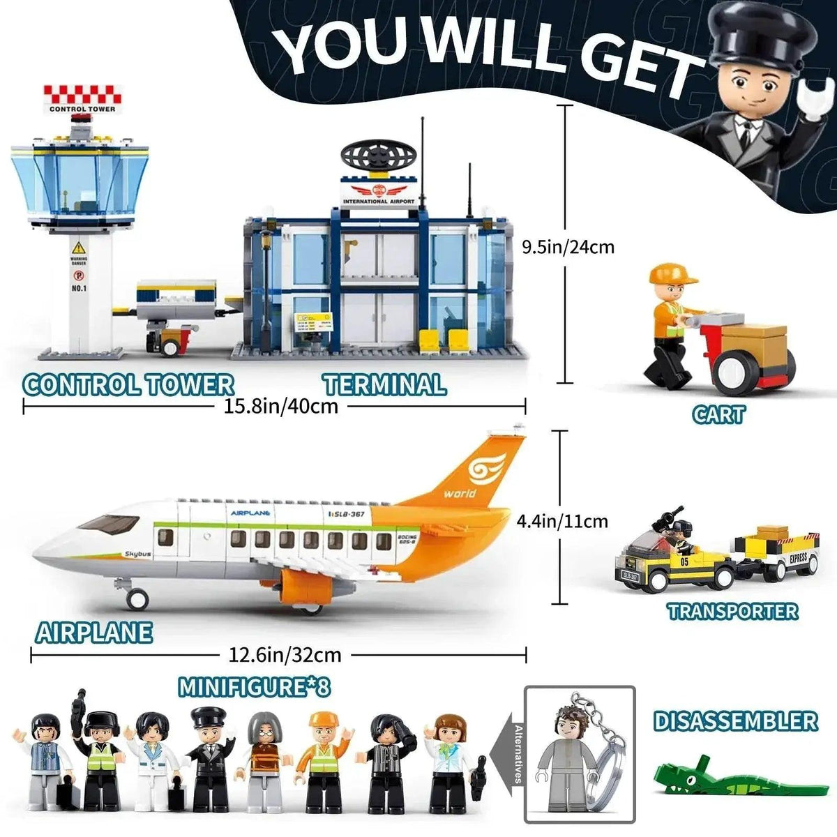  MOC 678PCS International Airport Building Blocks Passenger Aircraft Console Terminal Plane Model Brick Educational Toy Gift -  ToylandEU™