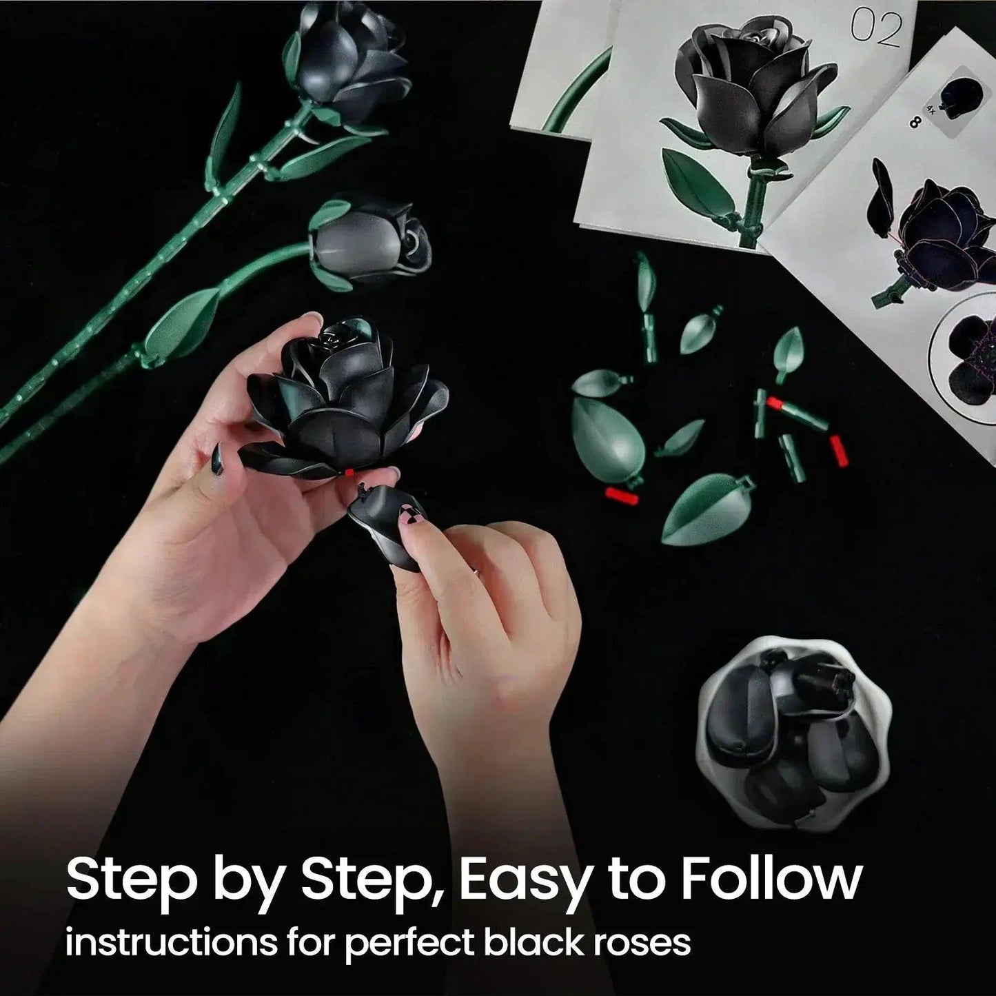  Lego Compatible Black Rose Bouquet Building Block Set -  ToylandEU™