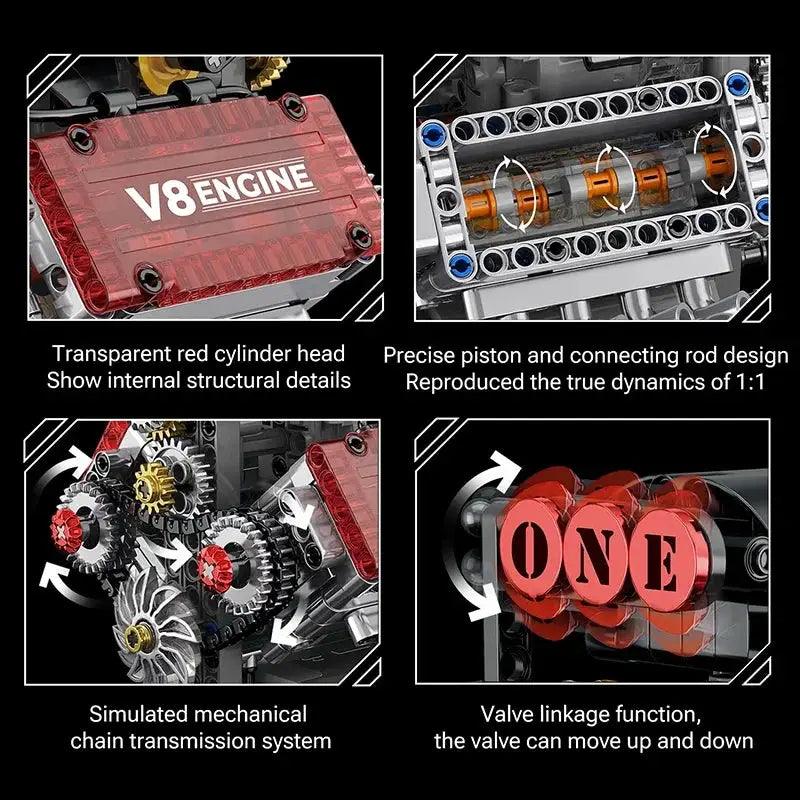  Lego Compatible V8 Engine Building Blocks Motorized Model -  ToylandEU™