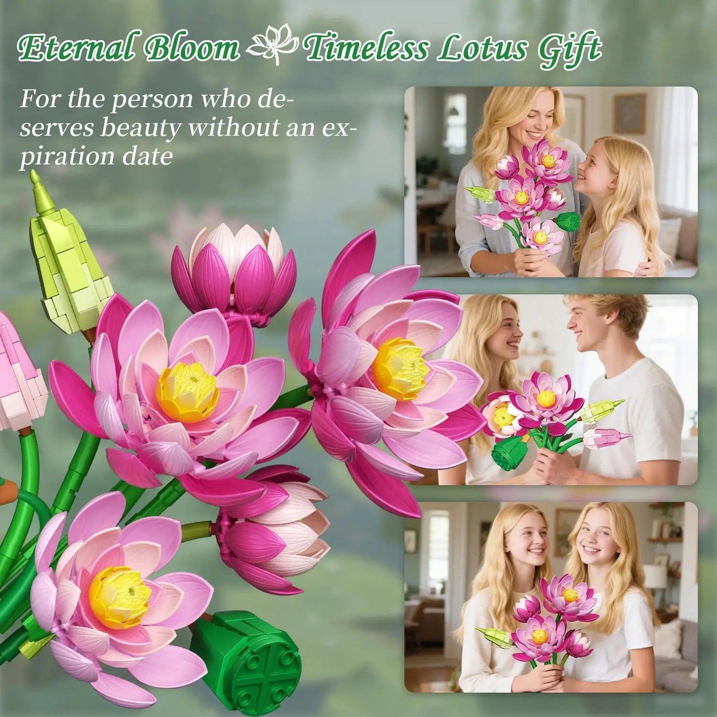  Lotus Flower Building Blocks Bouquet Premium Desktop Decor -  ToylandEU™
