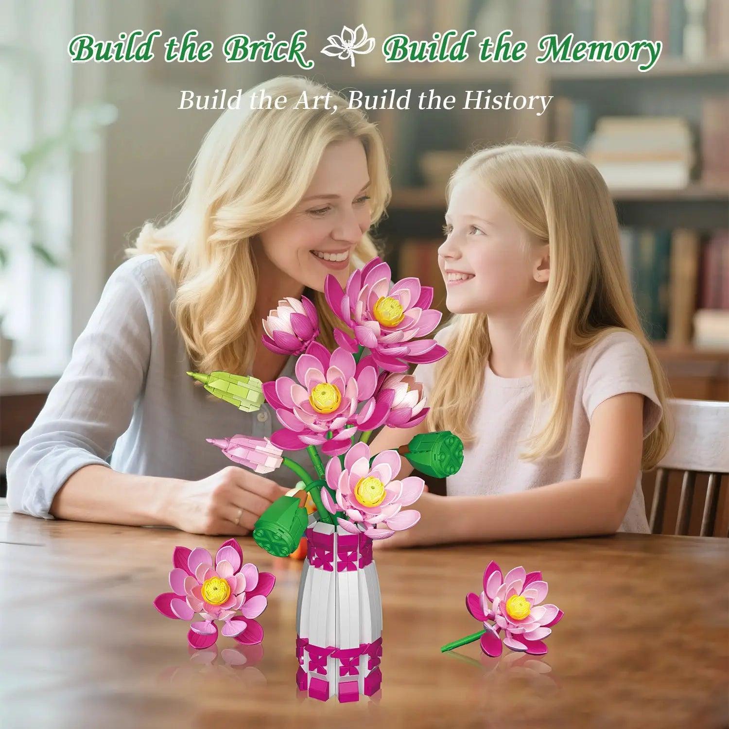  Lotus Flower Building Blocks Bouquet Premium Desktop Decor -  ToylandEU™