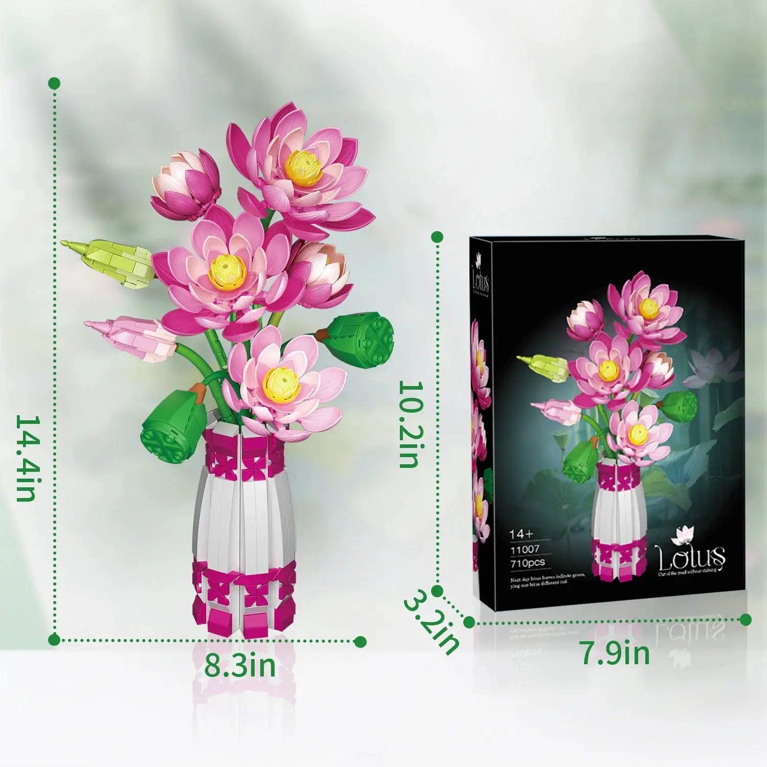  Lotus Flower Building Blocks Bouquet Premium Desktop Decor -  ToylandEU™