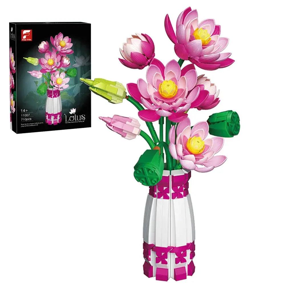  Lotus Flower Building Blocks Bouquet Premium Desktop Decor -  ToylandEU™