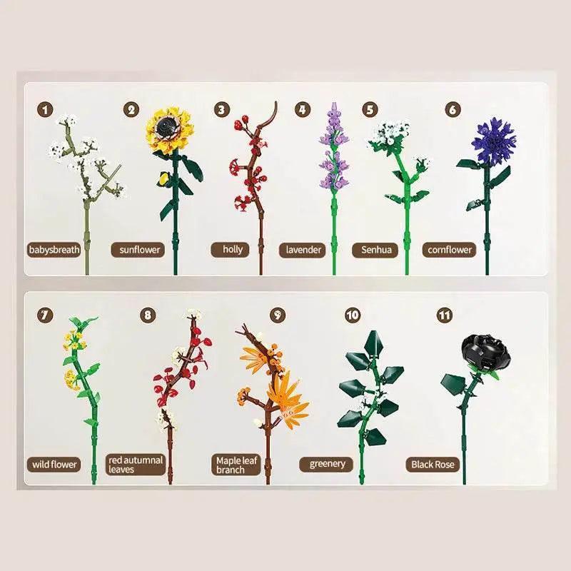  MOC Flower Model Building Blocks Toys DIY Educational Gift 3D -  ToylandEU™
