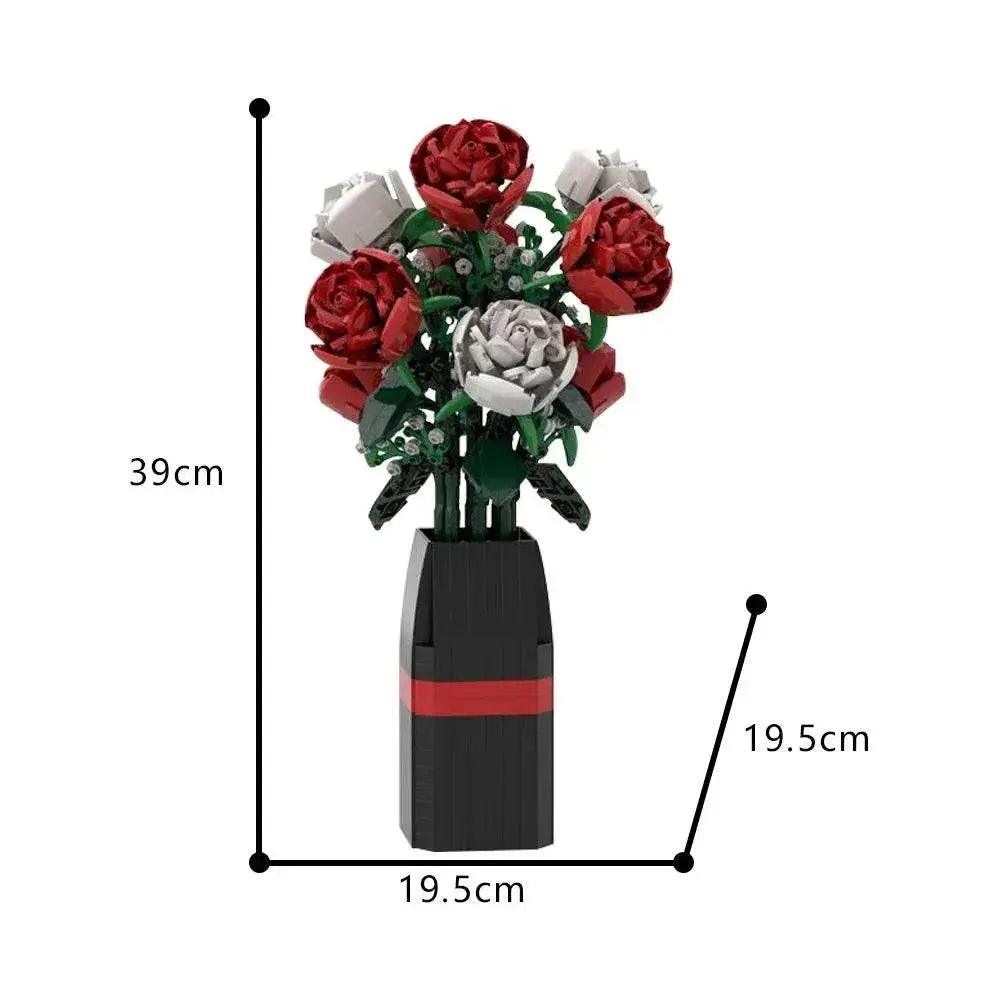  MOC MOC-107699 Red White Roses Flower Model Building Blocks Building Bricks MOC -  ToylandEU™