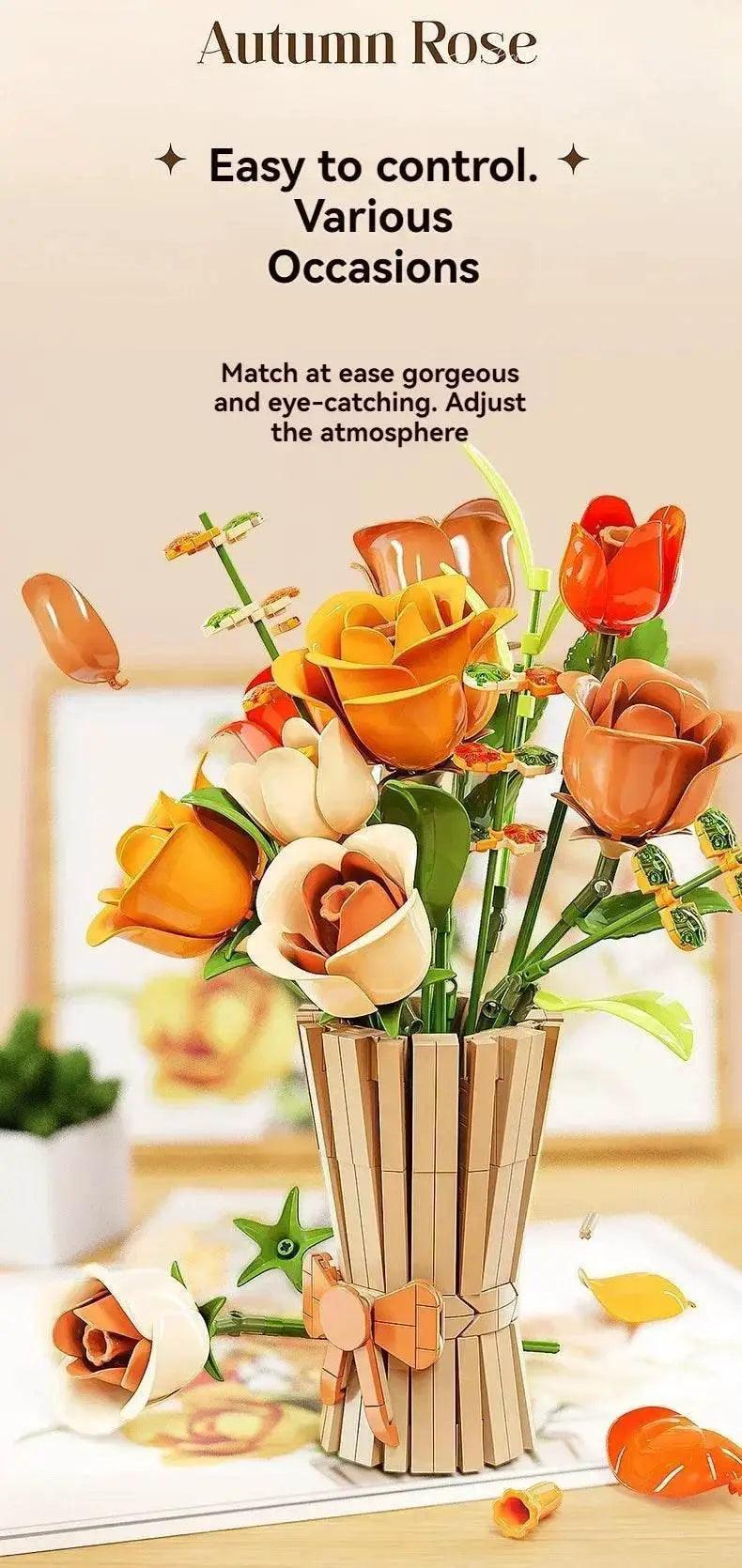  MOC Creative Rose Building Blocks Set Model Flower Pot Gifts -  ToylandEU™