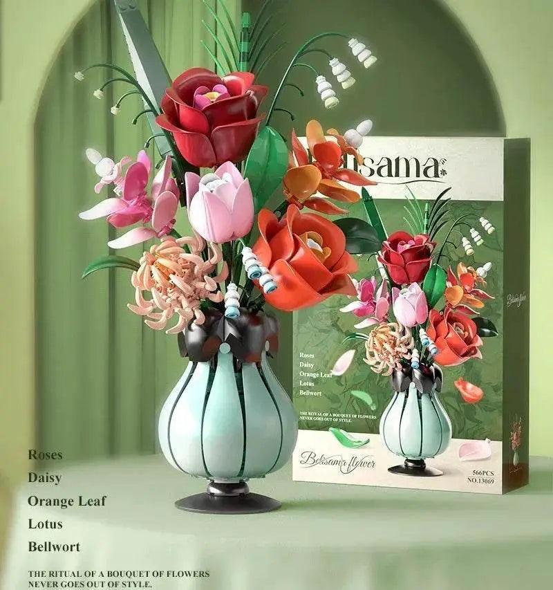  MOC Creative Rose Building Blocks Set Model Flower Pot Gifts -  ToylandEU™