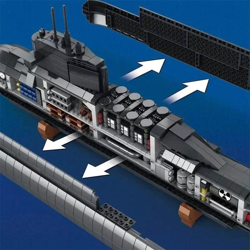  MOC 1498PCS Military Large Strategic Nuclear Submarine Building Blocks Warship Arms Model Bricks Set for Kids DIY Toys -  ToylandEU™