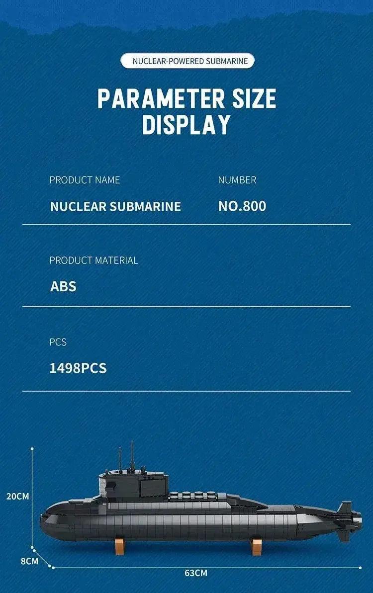  MOC 1498PCS Military Large Strategic Nuclear Submarine Building Blocks Warship Arms Model Bricks Set for Kids DIY Toys -  ToylandEU™