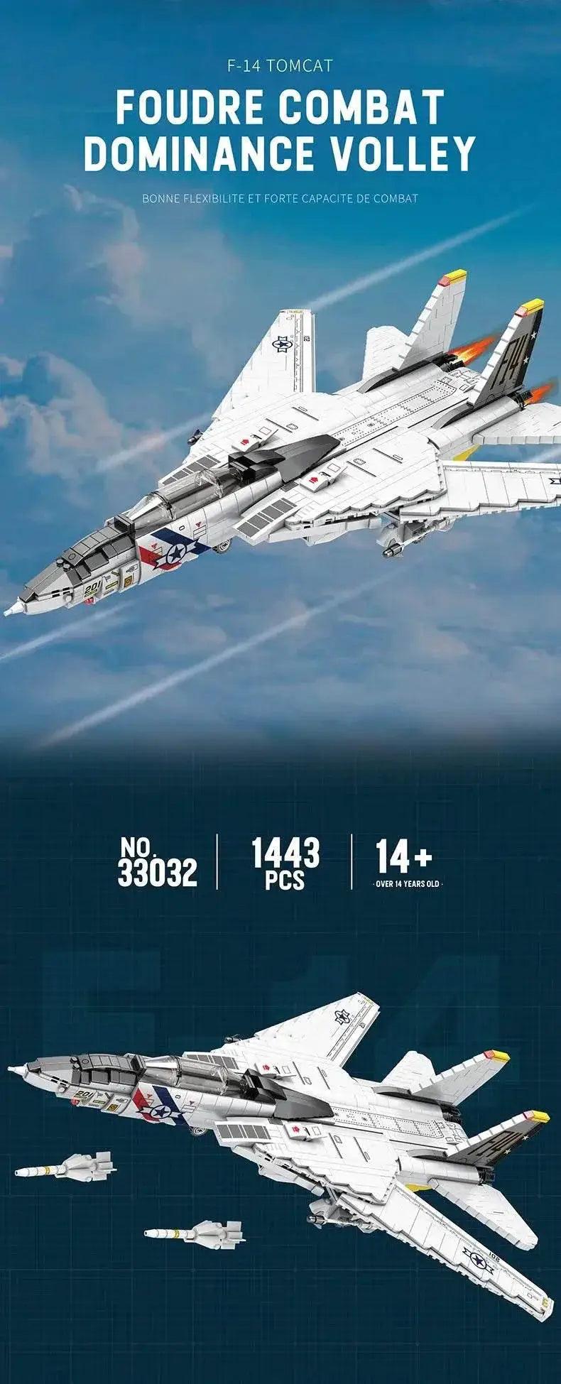  MOC 1443PCS Military Tomcat F14 Fighter Aircraft Building Blocks -  ToylandEU™