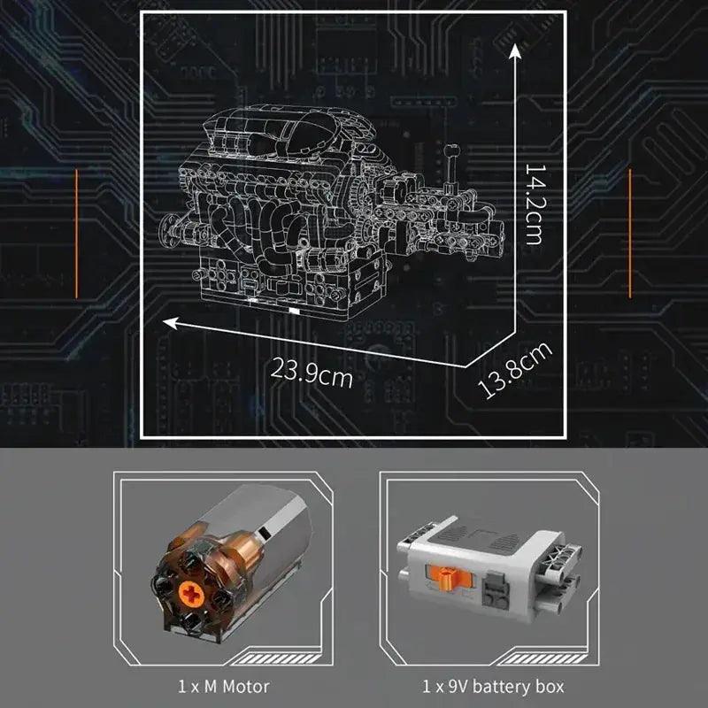  Motorized V12 Engine Building Block Set For Kids Gift -  ToylandEU™