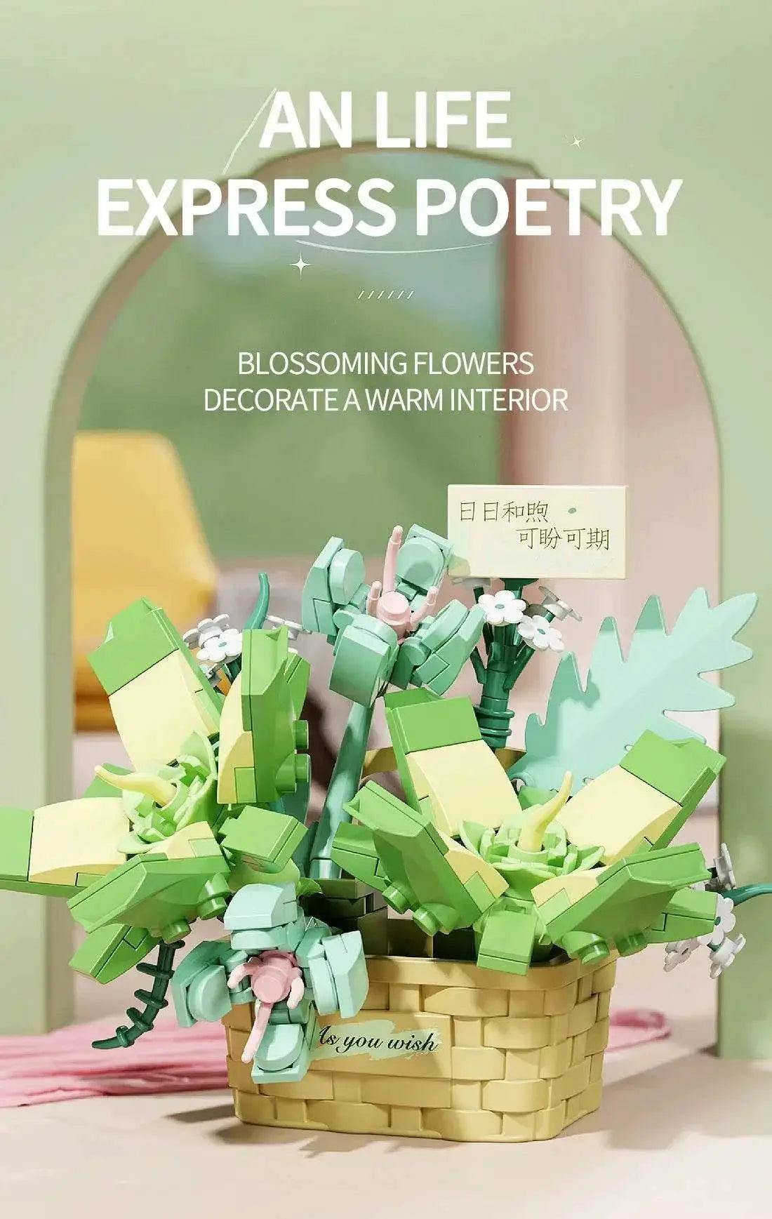  MOC Potted Flower Basket Building Blocks Creative Bonsai Plant -  ToylandEU™