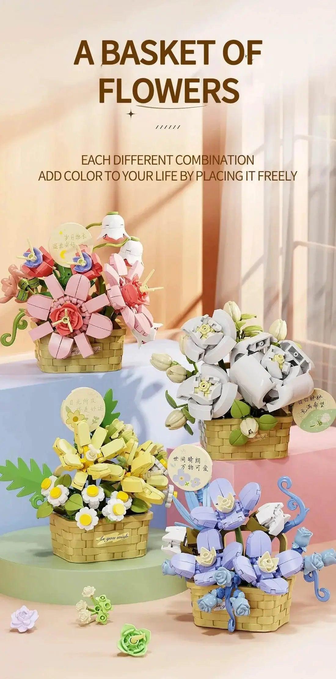  MOC Potted Flower Basket Building Blocks Creative Bonsai Plant -  ToylandEU™