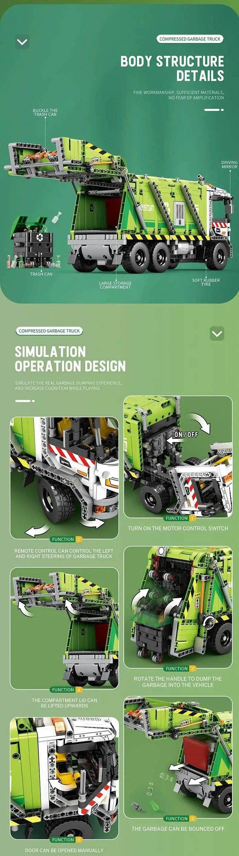  MOC Remote Control Compressed Garbage Truck Building Blocks Kids Toys -  ToylandEU™
