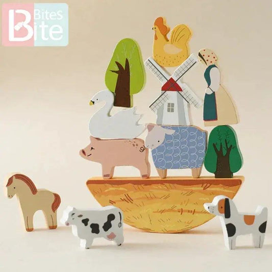  MOC Wooden Farm Stacking Toy Cow Balance Building Blocks For Kids Educational Wooden Toy Gift -  ToylandEU™