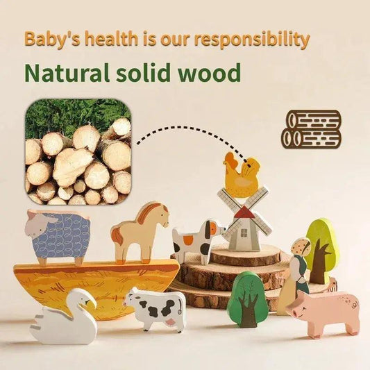  MOC Wooden Farm Stacking Toy Cow Balance Building Blocks For Kids Educational Wooden Toy Gift -  ToylandEU™