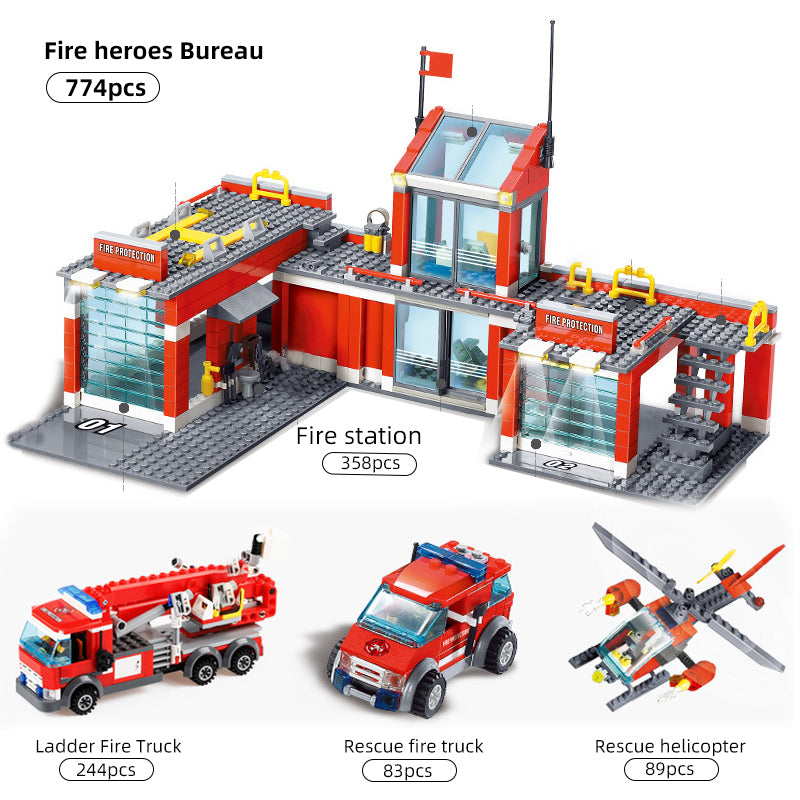 City Fire Station Building Blocks Model - 774pcs Toy Set - ToylandEU