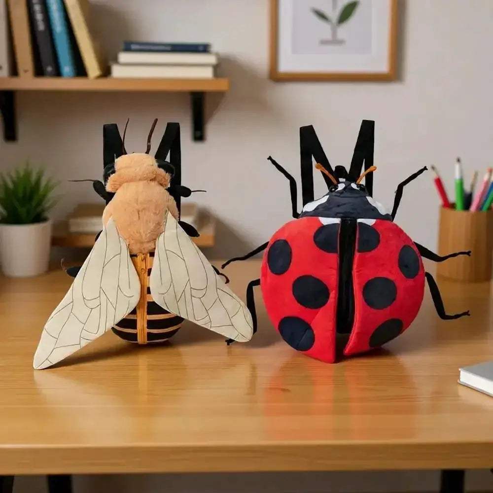 Bumblebee Ladybug Plush Backpack For Kids Cute Insect Bag - ToylandEU