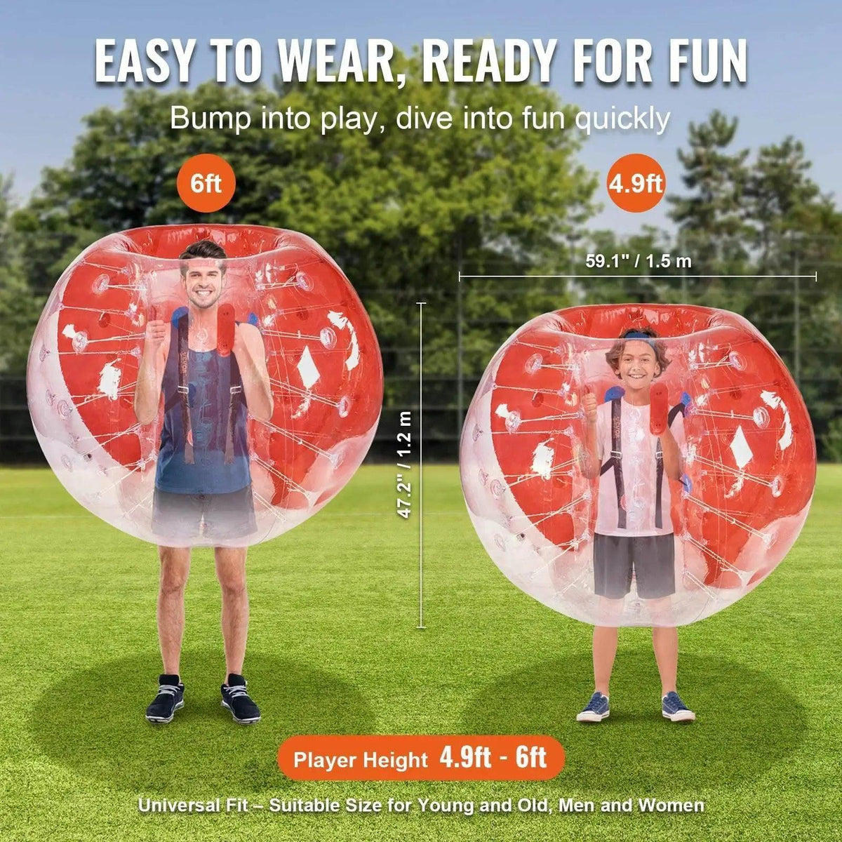  VEVOR 5FT 1.5M Inflatable Bumper Ball Body Bubble Zorb Ball for Teen and Adult PVC Bubble Soccer Balls -  ToylandEU™