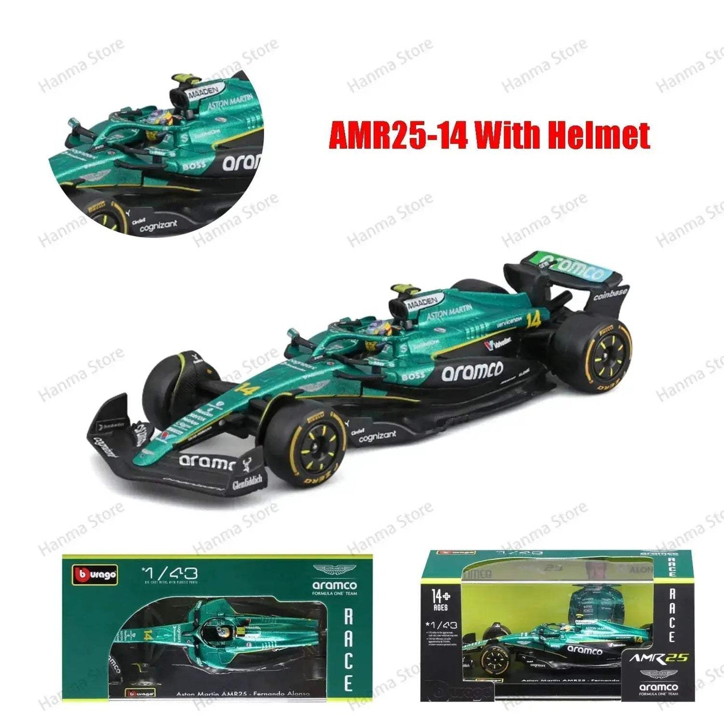 Burago 1:43 AMR23 F1 Diecast Model Car With Acrylic Packaging - ToylandEU