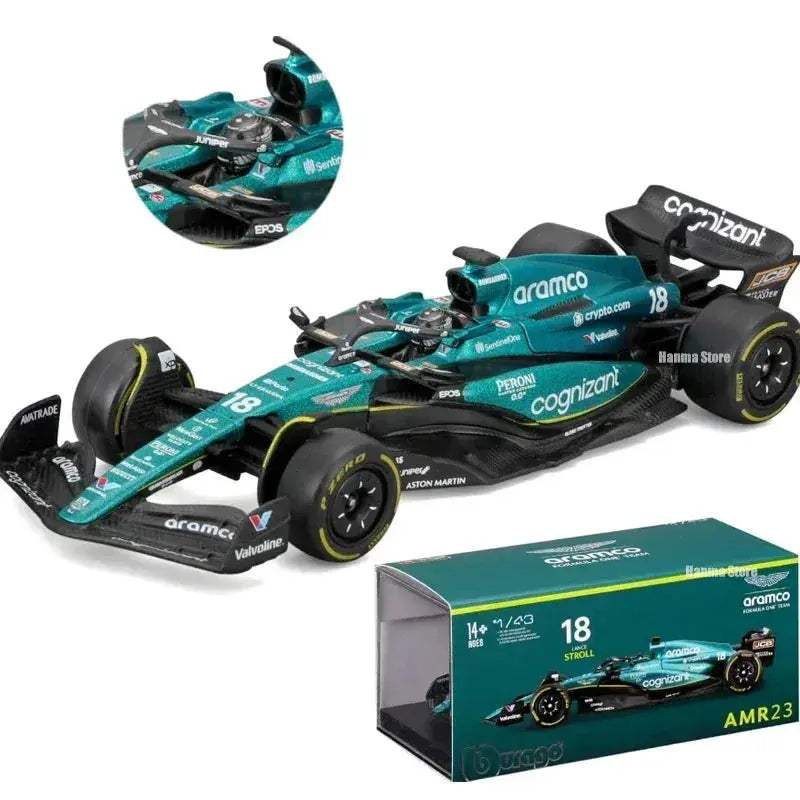 Burago 1:43 AMR23 F1 Diecast Model Car With Acrylic Packaging - ToylandEU