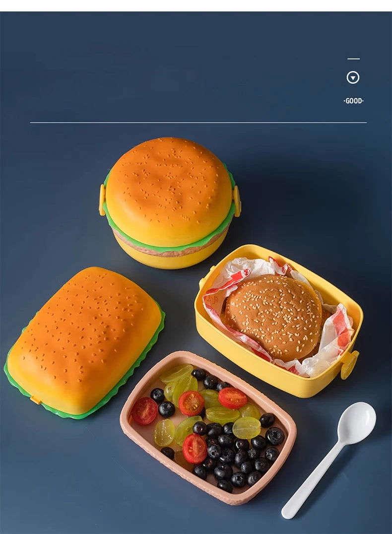 Burger Bento Box Double Tier For Kids Microwave Safe