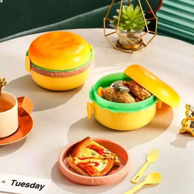 Burger Bento Box Double Tier For Kids Microwave Safe