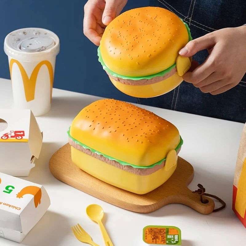 Burger Bento Box Double Tier For Kids Microwave Safe