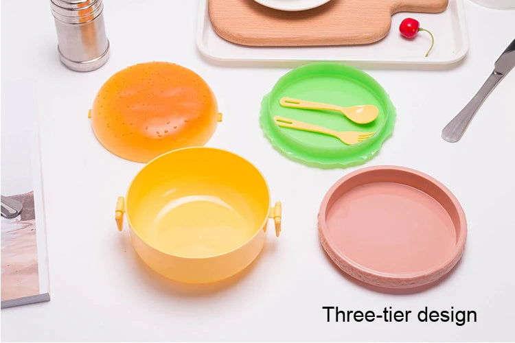 Burger Bento Box Double Tier For Kids Microwave Safe
