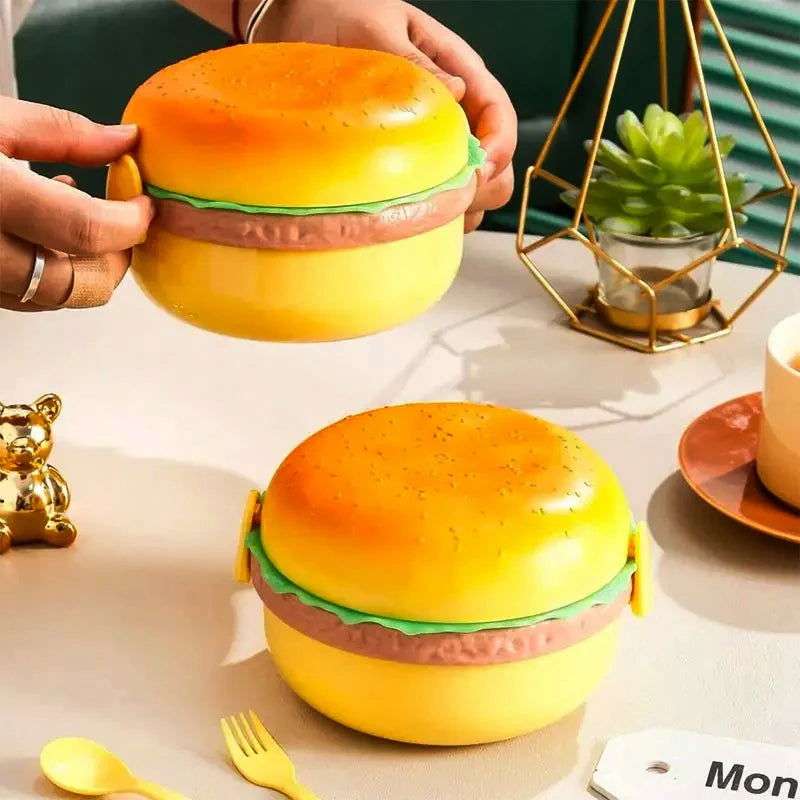 Burger Bento Box Double Tier For Kids Microwave Safe