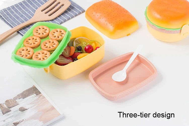 Burger Bento Box Double Tier For Kids Microwave Safe