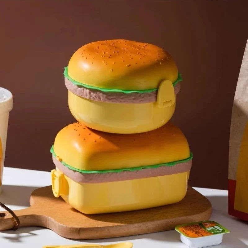 Burger Bento Box Double Tier For Kids Microwave Safe