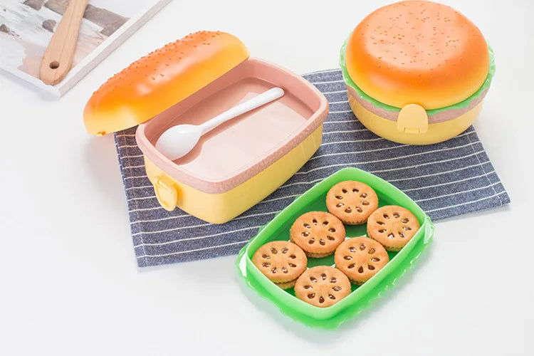 Burger Bento Box Double Tier For Kids Microwave Safe
