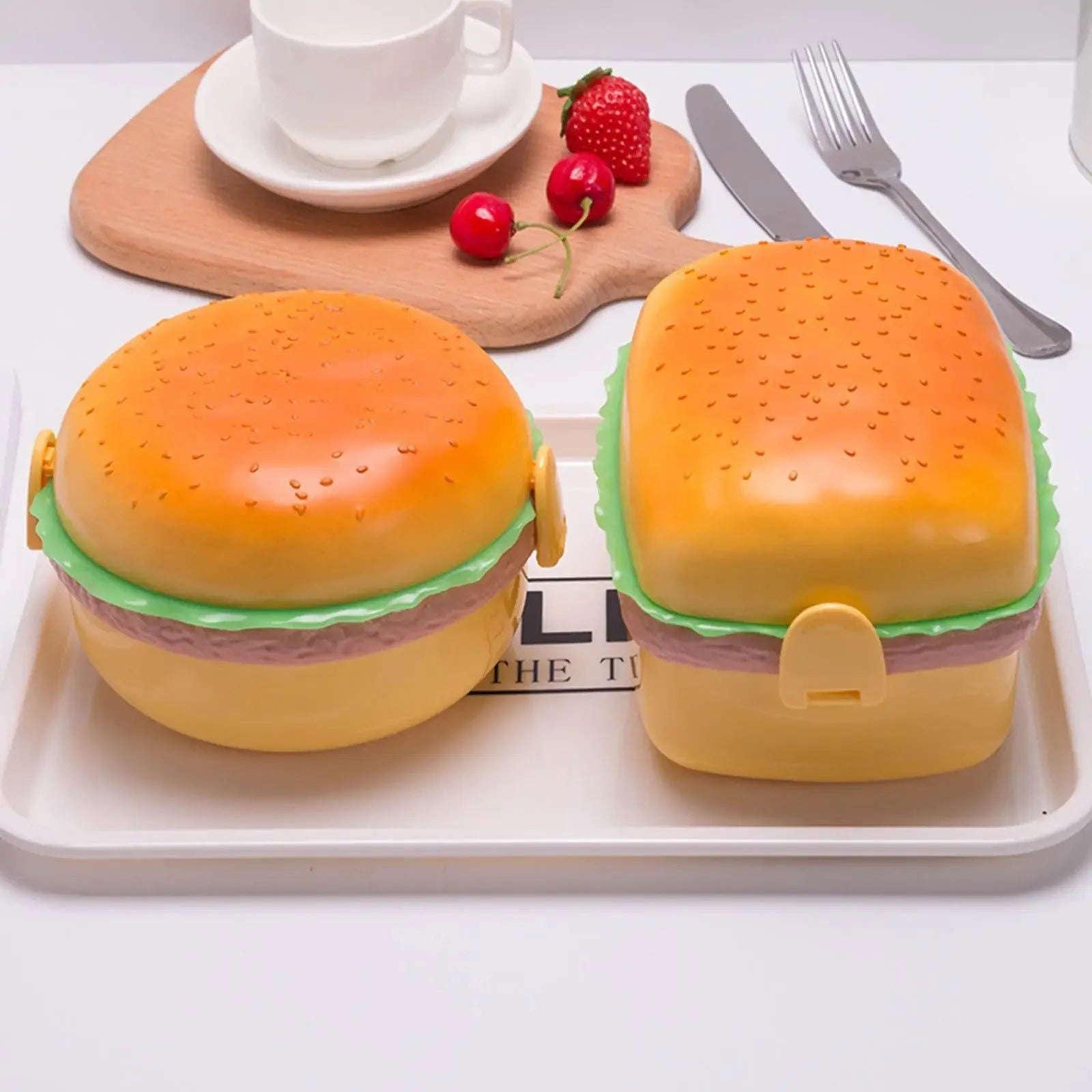 Burger Bento Box Double Tier For Kids Microwave Safe
