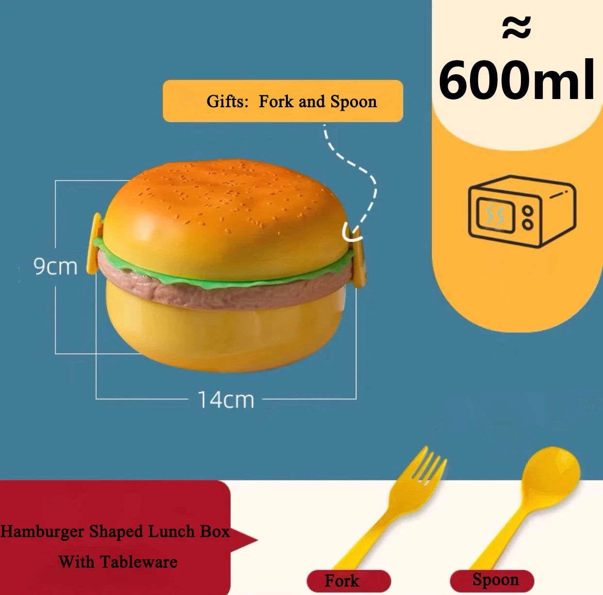 Burger Bento Box Double Tier For Kids Microwave Safe