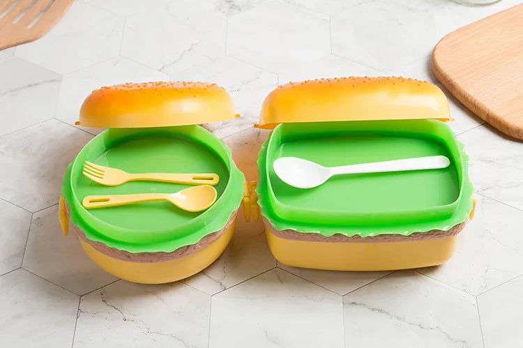 Burger Bento Box Double Tier For Kids Microwave Safe