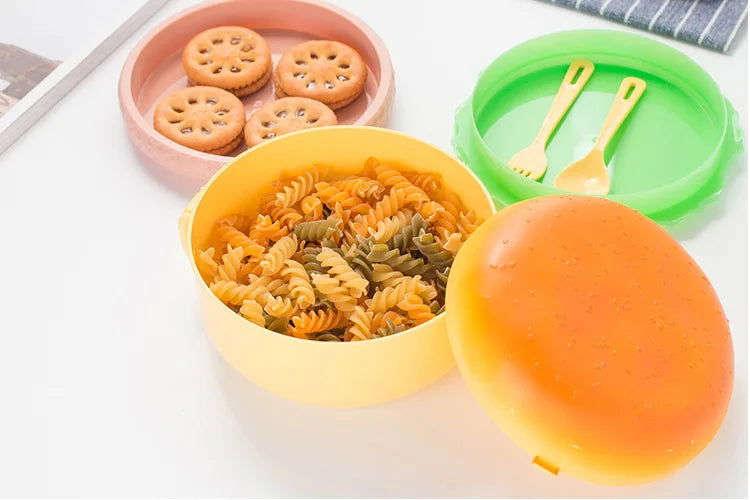 Burger Bento Box Double Tier For Kids Microwave Safe