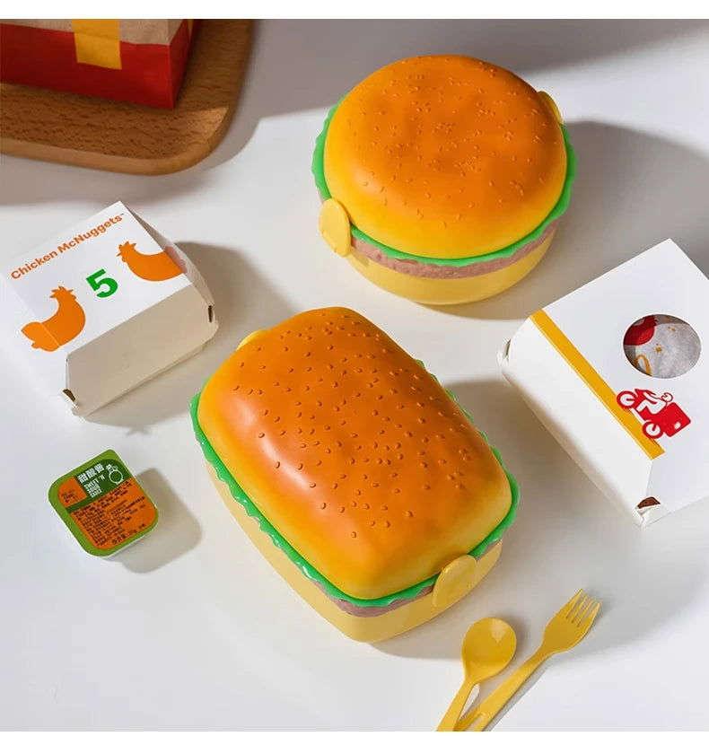 Burger Bento Box Double Tier For Kids Microwave Safe