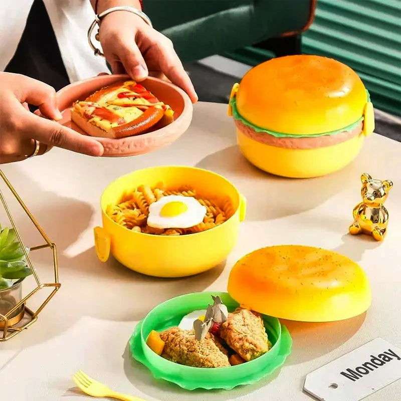 Burger Bento Box Double Tier For Kids Microwave Safe