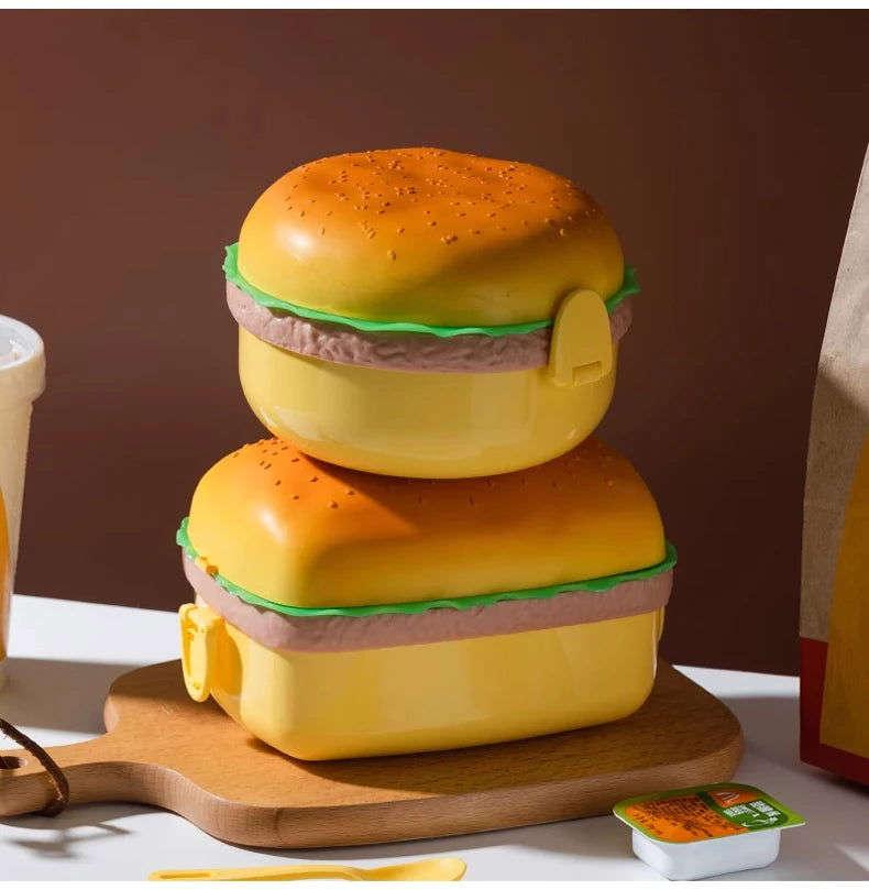 Burger Bento Box Double Tier For Kids Microwave Safe