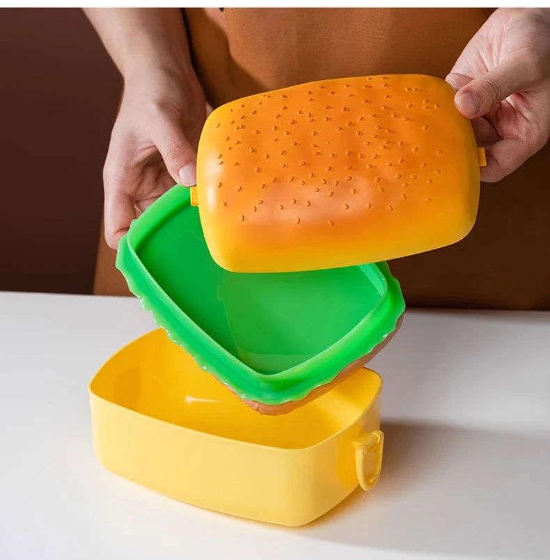 Burger Bento Box Double Tier For Kids Microwave Safe