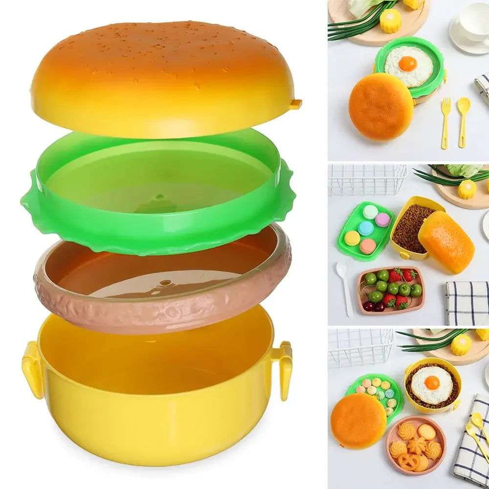Burger Bento Box Double Tier For Kids Microwave Safe
