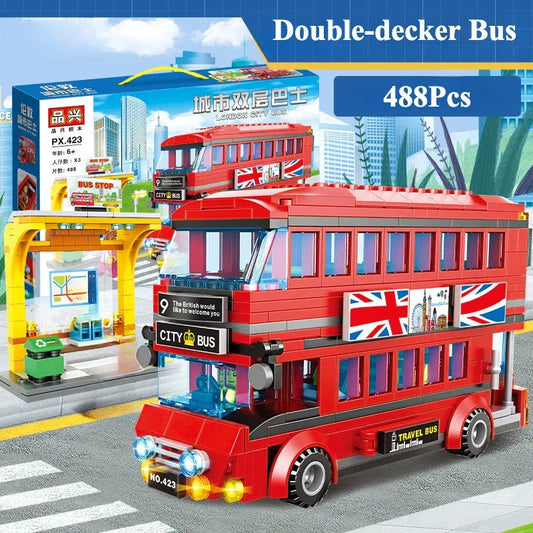 Bus Building Blocks Set Double Deckers DIY Model Toy - ToylandEU
