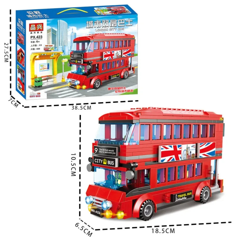 Bus Building Blocks Set Double Deckers DIY Model Toy - ToylandEU