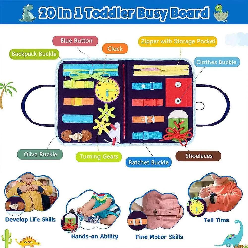  Montessori 20 In 1 Toddler Busy Board Travel Sensory Toy For Fine Motor Skills Learning -  ToylandEU™