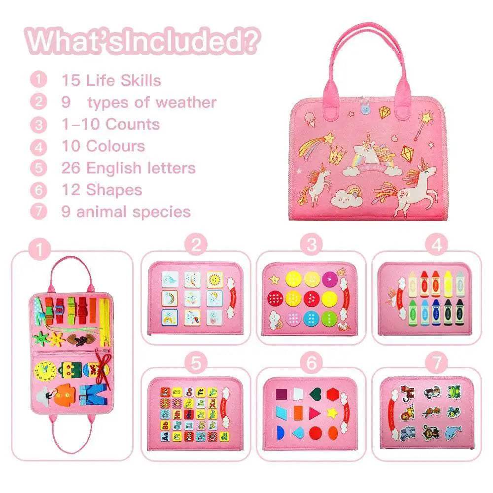  Montessori Busy Board 7-in-1 Alphabet Numbers Shapes Toy 3-6 -  ToylandEU™