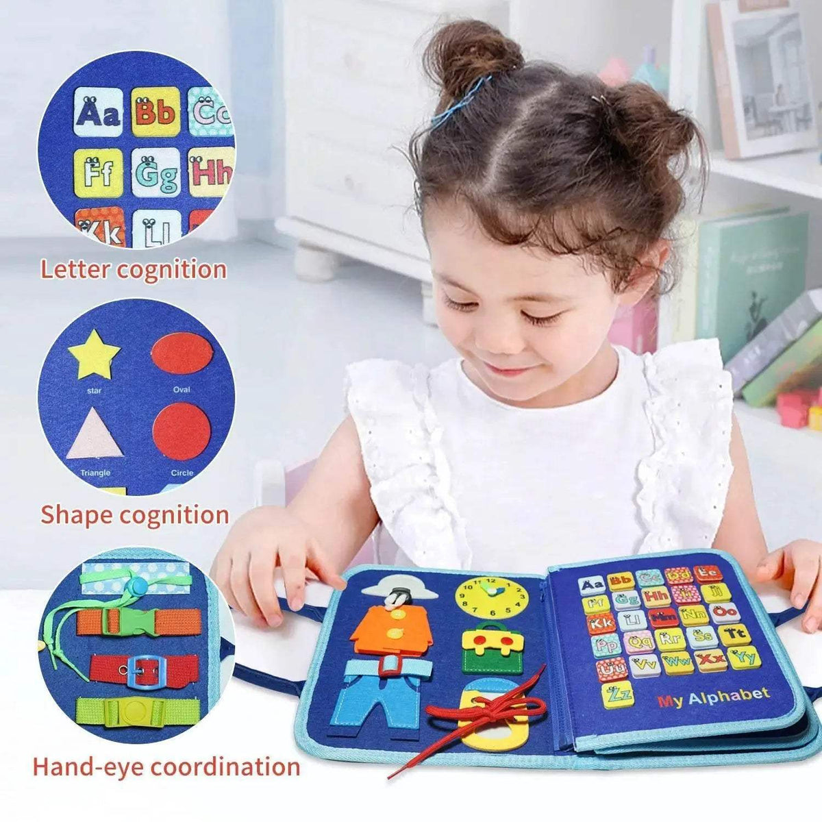  Montessori Busy Board 7-in-1 Alphabet Numbers Shapes Toy 3-6 -  ToylandEU™