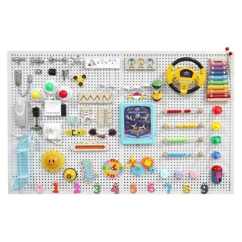Busy Board Accessories Montessori Wooden Toy with Key Lock Switch Slides and Paillette Educational Early Learning Toy - ToylandEU