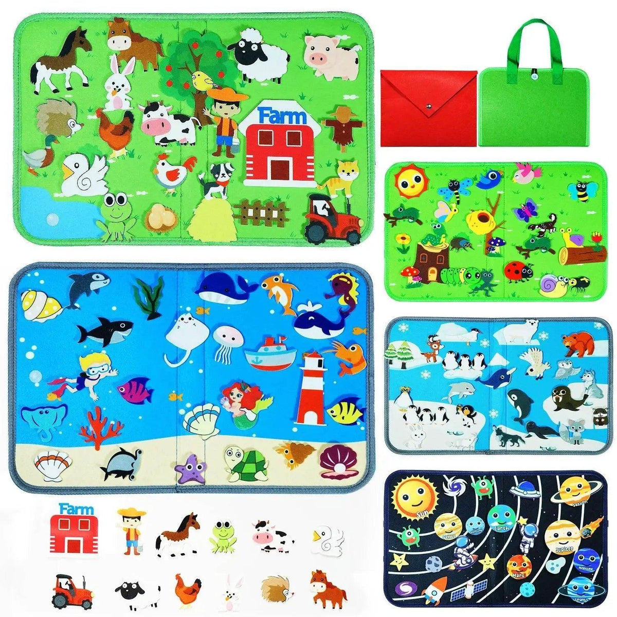  Montessori Animal Busy Board Flannel Sensory Toy For Kids Farm Space Insects Ocean Arctic -  ToylandEU™